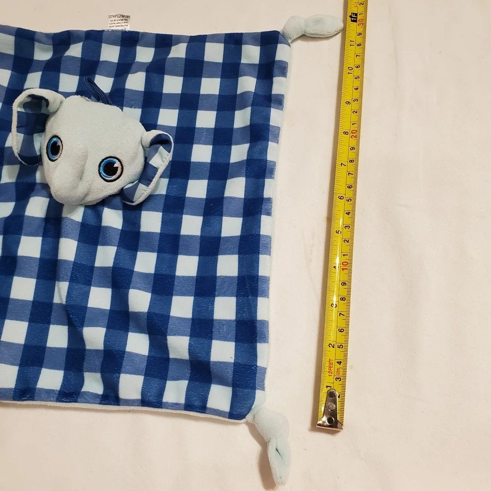 Booginhead Blue Checkered Elephant Lovey Teether Knotted‎